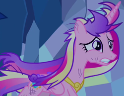 Size: 1460x1125 | Tagged: safe, imported from derpibooru, screencap, princess cadance, alicorn, pony, a canterlot wedding, cave, cropped, crystal caverns, dirty, female, mare, running, scratches, solo