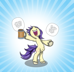 Size: 1557x1511 | Tagged: safe, artist:perfectblue97, imported from derpibooru, seven seas, star dancer, earth pony, pony, my little pony: the manga, my little pony: the manga volume 1, spoiler:manga, spoiler:manga1, chest fluff, cider, drunk, facehoof, female, hoof fluff, open mouth