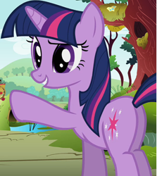 Size: 526x591 | Tagged: safe, imported from derpibooru, screencap, twilight sparkle, pony, unicorn, swarm of the century, butt, cropped, female, mare, plot, raised hoof, solo, twibutt, unicorn twilight