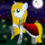 Size: 800x800 | Tagged: safe, artist:katya, imported from derpibooru, oc, oc only, oc:sparkle light, insect, pony, unicorn, forest, moon, solo, stars, stone