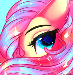 Size: 3000x3100 | Tagged: safe, artist:kriss-studios, artist:krissstudios, imported from derpibooru, fluttershy, pony, bust, cute, ear fluff, female, high res, looking at you, mare, profile, shiny mane, shyabetes, solo, sparkles, starry eyes, stray strand, wingding eyes