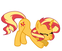 Size: 800x658 | Tagged: safe, artist:gmaplay, imported from derpibooru, sunset shimmer, pony, unicorn, ass, ass up, bunset shimmer, butt, cute, female, plot, shimmerbetes, simple background, solo, stretching, transparent background