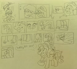 Size: 3233x2908 | Tagged: safe, artist:13mcjunkinm, imported from derpibooru, cherry jubilee, oc, oc:james "jimmy" thomas hook, earth pony, human, fanfic:a jubilee of note, character to character, fanfic art, human to pony, male to female, rule 63, story:a jubilee of note, traditional art, transformation, transformation sequence, transgender transformation