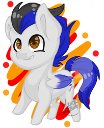 Size: 1080x1325 | Tagged: safe, artist:silentwolf-oficial, imported from derpibooru, oc, oc only, pegasus, pony, colt, male, pegasus oc, signature, simple background, smiling, solo, transparent background, two toned wings, watermark, wings