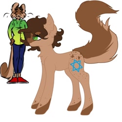 Size: 1080x1080 | Tagged: safe, artist:nel_liddell, imported from derpibooru, oc, oc only, anthro, earth pony, pony, anthro with ponies, clothes, duo, earth pony oc, pants, ponified, shoes, simple background, white background