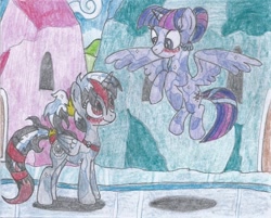 Size: 1080x867 | Tagged: safe, artist:nephilim rider, imported from derpibooru, twilight sparkle, oc, oc:heaven lost, alicorn, crystal pony, crystallized, traditional art, twilight sparkle (alicorn)