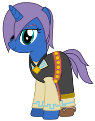 Size: 2426x3084 | Tagged: safe, artist:sketchmcreations, imported from derpibooru, pony, unicorn, clothes, dress, female, hair over one eye, jewelry, mare, necklace, npc, ponified, shoes, simple background, smiling, solo, the legend of zelda, the legend of zelda: breath of the wild, transparent background, vector