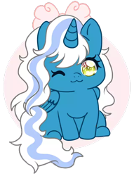 Size: 640x838 | Tagged: safe, artist:blazingroseart, imported from derpibooru, oc, oc:fleurbelle, alicorn, :3, adorabelle, alicorn oc, bow, chibi, cute, female, hair bow, horn, mare, one eye closed, simple background, transparent background, wingding eyes, wings, wink, winking at you