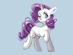 Size: 1600x1200 | Tagged: safe, artist:royal, imported from derpibooru, rarity, pony, unicorn, female, one eye closed, raised hoof, simple background, solo, wink