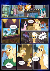 Size: 3259x4607 | Tagged: safe, artist:estories, imported from derpibooru, oc, oc only, oc:alice goldenfeather, oc:fable, earth pony, pegasus, pony, comic:nevermore, brother and sister, colt, comic, earth pony oc, female, male, manehattan, mare, pegasus oc, siblings, wings