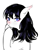 Size: 401x503 | Tagged: safe, artist:eve99, imported from derpibooru, oc, oc only, bat pony, pony, bat ears, black hair, blushing, cat eyes, choker, cute, female, looking at you, simple background, sketch, slit eyes, slit pupils, solo, wingding eyes