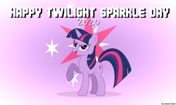 Size: 2400x1440 | Tagged: safe, artist:faze-alan-mskull2019, imported from derpibooru, twilight sparkle, pony, unicorn, cute, female, mare, smiling, solo, twiabetes, twilight sparkle day, unicorn twilight