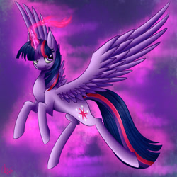 Size: 1280x1280 | Tagged: safe, artist:mysteryart716, imported from derpibooru, twilight sparkle, alicorn, pony, female, glowing horn, horn, mare, redraw, solo, twilight sparkle (alicorn)