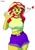 Size: 2896x4096 | Tagged: safe, artist:skyart301, artist:skyline19, imported from derpibooru, sunset shimmer, equestria girls, belly button, big breasts, breasts, busty sunset shimmer, clothes, female, looking at you, midriff, shirt, short shirt, shorts, simple background, smiling at you, solo, t-shirt, waving, white background