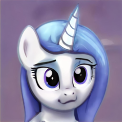 Size: 1024x1024 | Tagged: safe, artist:thisponydoesnotexist, imported from derpibooru, oc, pony, unicorn, :3, ai content, ai generated, blue eyes, cat smile, cute, female, generator:thisponydoesnotexist, mare, neural network, smiling, solo