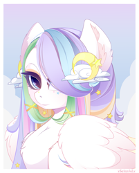 Size: 2627x3274 | Tagged: safe, artist:xsatanielx, imported from derpibooru, oc, oc only, oc:comet tail, pegasus, pony, bust, female, hair over one eye, high res, looking at you, mare, portrait, rcf community, solo