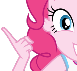 Size: 3684x3375 | Tagged: safe, artist:sketchmcreations, imported from derpibooru, pinkie pie, do it for the ponygram!, equestria girls, equestria girls series, spoiler:eqg series (season 2), close-up, female, high res, looking at you, pointing, simple background, smiling, solo, transparent background, vector