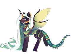 Size: 2500x1900 | Tagged: safe, artist:sunnchild, imported from derpibooru, oc, oc only, changeling, draconequus, hybrid, female, interspecies offspring, offspring, parent:discord, parent:queen chrysalis, parents:discolis, simple background, solo, transparent background