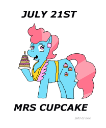 Size: 1000x1200 | Tagged: safe, artist:eunos, imported from derpibooru, cup cake, earth pony, pony, apron, birthday cake, cake, clothes, ear piercing, earring, female, food, jewelry, piercing, simple background, smiling, solo, transparent background