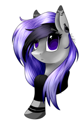 Size: 1062x1528 | Tagged: safe, alternate version, artist:intfighter, imported from derpibooru, oc, oc only, earth pony, pony, background removed, bust, clothes, ear piercing, piercing, scarf, simple background, solo, transparent background