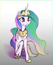 Size: 700x855 | Tagged: safe, artist:mistleinn, imported from derpibooru, princess celestia, alicorn, pony, crown, female, gradient background, jewelry, mare, regalia