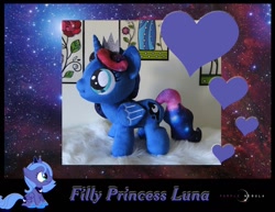 Size: 1280x990 | Tagged: safe, artist:purplenebulastudios, imported from derpibooru, princess luna, pony, female, filly, irl, photo, plushie, solo, woona, younger