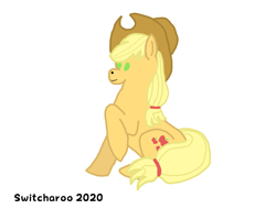 Size: 10000x8000 | Tagged: safe, artist:switcharoo, imported from derpibooru, applejack, applejack's hat, base used, cowboy hat, cutie mark, happy, hat, high res, raised leg, simple background, sitting, white background