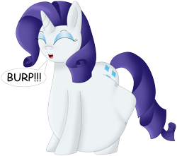 Size: 1570x1390 | Tagged: safe, artist:girlsvoreboys, imported from derpibooru, rarity, pony, unicorn, belly, burp, cute, eaten alive, endosoma, female, non-fatal vore, raribetes, raripred, simple background, solo, text, transparent background, vore