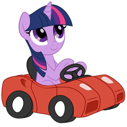 Size: 8000x8000 | Tagged: safe, artist:furseiseki, edit, imported from derpibooru, imported from twibooru, twilight sparkle, pony, unicorn, /mlp/, 4chan, absurd resolution, car, cropped, cute, driving, female, funny, mare, power wheels, simple background, smiling, solo, toy car, transparent background, twiabetes, unicorn twilight, vector, wingless, wingless edit