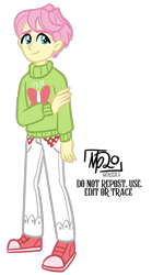 Size: 1000x1800 | Tagged: safe, artist:tassji-s, imported from derpibooru, fluttershy, equestria girls, butterscotch, clothes, equestria guys, male, rule 63, simple background, solo, sweater, transparent background