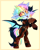 Size: 2508x3136 | Tagged: safe, artist:_spacemonkeyz_, imported from derpibooru, oc, oc only, oc:pidge, bat pony, pony, armor, bat pony oc, bat wings, dark brotherhood, freckles, gold tooth, leather armor, multicolored hair, rainbow hair, rearing, solo, wings