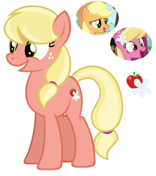 Size: 1580x1780 | Tagged: safe, artist:cherrycandi, imported from derpibooru, applejack, lily, lily valley, earth pony, pony, apple family member, base used, female, freckles, fusion, mare, parent:applejack, parent:lily, parent:lily valley, parents:lilyjack, ponytail, show accurate, simple background, smiling, solo, transparent background