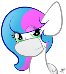 Size: 686x771 | Tagged: safe, artist:sugarcloud12, imported from derpibooru, oc, oc only, oc:sugar cloud, pony, bust, face mask, female, mare, mask, portrait, simple background, solo, transparent background