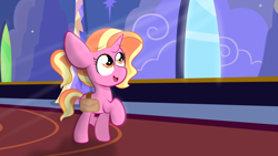 Size: 9000x5063 | Tagged: safe, artist:sugarcloud12, imported from derpibooru, luster dawn, pony, absurd resolution, bag, female, filly, saddle bag, solo