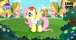 Size: 1200x630 | Tagged: safe, imported from derpibooru, fluttershy, pegasus, pony, 90s grunge fluttershy, backwards ballcap, baseball cap, cap, female, flower, gameloft, hat, mare, official, outfit, solo