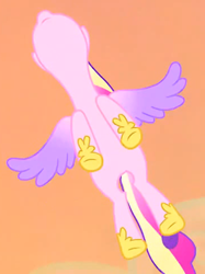 Size: 862x1151 | Tagged: safe, imported from derpibooru, screencap, princess cadance, alicorn, pony, three's a crowd, colored wings, cropped, female, flying, gradient wings, hoof shoes, mare, multicolored wings, solo, spread wings, wings