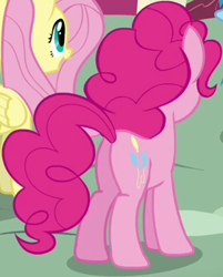 Size: 281x349 | Tagged: safe, imported from derpibooru, screencap, pinkie pie, earth pony, pegasus, pony, testing testing 1-2-3, balloonbutt, butt, cropped, female, mare, plot