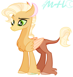 Size: 1024x1088 | Tagged: safe, artist:moonbeamhamato, imported from derpibooru, oc, oc only, hybrid, base used, interspecies offspring, offspring, parent:applejack, parent:discord, parents:applecord, simple background, solo, transparent background