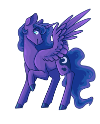 Size: 1849x2305 | Tagged: safe, artist:flaming-trash-can, imported from derpibooru, princess luna, alicorn, pony, cute, horn, simple background, white background, wings