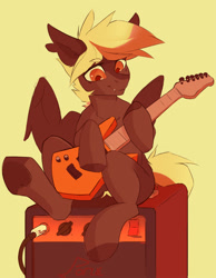 Size: 1030x1327 | Tagged: safe, artist:jazzynsfw, imported from derpibooru, oc, oc only, oc:longshot, pegasus, pony, guitar, musical instrument, solo