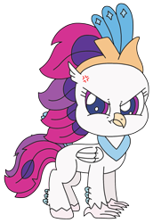 Size: 1281x1862 | Tagged: safe, alternate version, artist:supahdonarudo, derpibooru exclusive, edit, imported from derpibooru, queen novo, classical hippogriff, hippogriff, my little pony: pony life, my little pony: the movie, angry, chibi, cross-popping veins, cute, cute when angry, g4, g4 to g4.5, g4.5, novobetes, scary, scary face, scowl, simple background, style emulation, transparent background