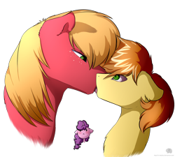 Size: 2000x1796 | Tagged: safe, artist:11-shadow, imported from derpibooru, big macintosh, feather bangs, sugar belle, earth pony, pony, feathermac, female, floppy ears, gay, gay in front of girls, kissing, male, sad, shipping, shipping denied, simple background, transparent background