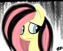 Size: 1162x930 | Tagged: safe, artist:8-blit-poni, imported from derpibooru, fluttershy, pony, green isn't your color, emoshy, female, solo