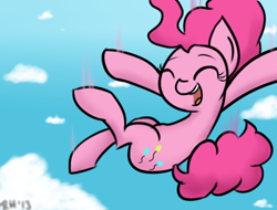 Size: 500x380 | Tagged: safe, artist:8-blit-poni, imported from derpibooru, pinkie pie, earth pony, pony, eyes closed, falling, female, happy, sky, solo
