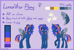 Size: 3500x2400 | Tagged: safe, artist:lambydwight, imported from derpibooru, oc, oc only, oc:lunarstarpony, pony, butterfly wings, female, mare, reference sheet, signature, solo, wings