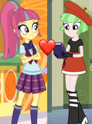 Size: 859x1158 | Tagged: safe, edit, edited screencap, imported from derpibooru, screencap, drama letter, sour sweet, watermelody, dance magic, equestria girls, spoiler:eqg specials, background human, canterlot high, clothes, crystal prep academy uniform, female, heart, school uniform, shipping, shipping domino, sourmelody