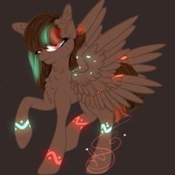 Size: 807x807 | Tagged: safe, artist:nel_liddell, imported from derpibooru, oc, oc only, pony, brown background, chest fluff, ear fluff, raised hoof, simple background, solo, tattoo