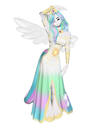 Size: 293x356 | Tagged: safe, artist:monstermaster13, imported from derpibooru, princess celestia, anthro, 3d, female, simple background, solo, stretching, transparent background