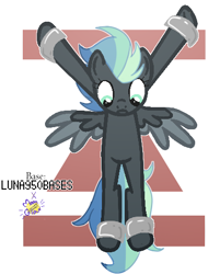 Size: 406x506 | Tagged: safe, alternate version, artist:luna950bases, artist:moonglow-w, imported from derpibooru, oc, oc only, oc:stellar clouds, pegasus, pony, base used, bondage, commission, female, mare, simple background, solo, the washouts, white background, ych result