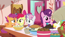 Size: 1920x1080 | Tagged: safe, imported from derpibooru, screencap, apple bloom, scootaloo, sugar belle, sweetie belle, the big mac question, cutie mark crusaders
